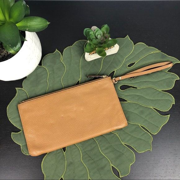 Michael Kors Pebbled Brown Leather Clutch Wristlet - Picture 2 of 6